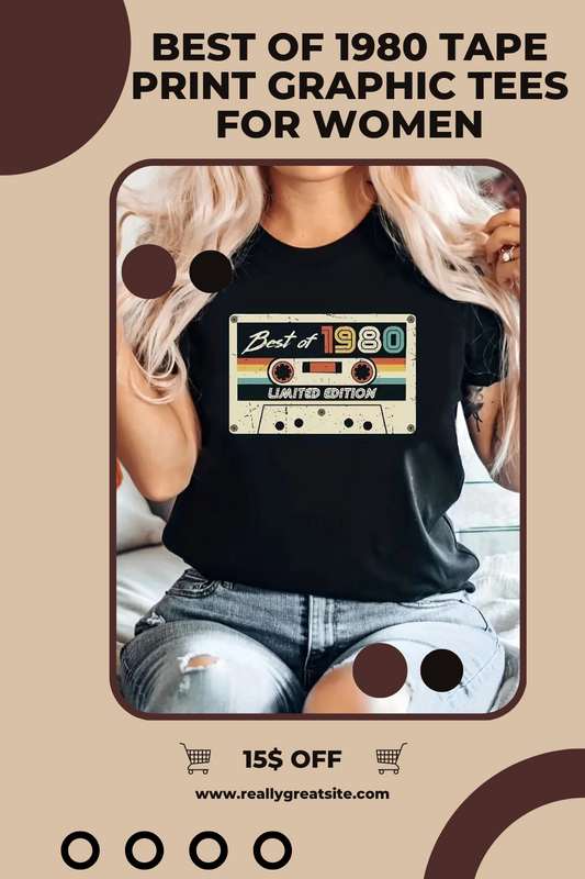 Best Of 1980 Tape Print Graphic Tees for Women