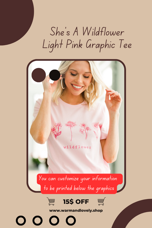 She's A Wildflower Light Pink Graphic Tee