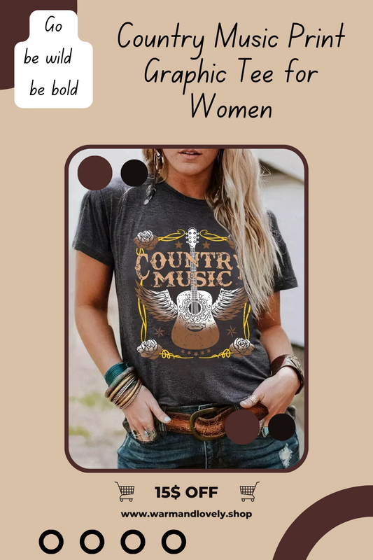 Country Music Print Graphic Tee for Women