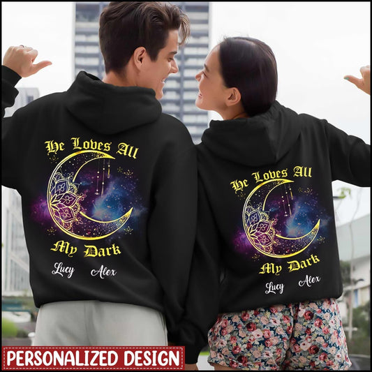 Personalized Moon And Sun Couple Graphic  Hoodie