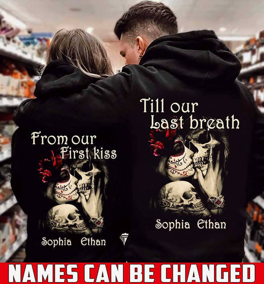  Till Our Last Breath Skull Love Gifts For Couples Custom  Graphic Hoodie